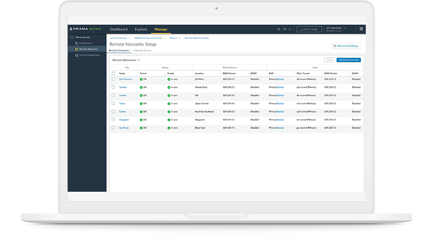 SSE utilizza le funzionalità ZTNA per fornire agli utenti un accesso remoto sicuro alle risorse di rete e per monitorare il comportamento della rete.