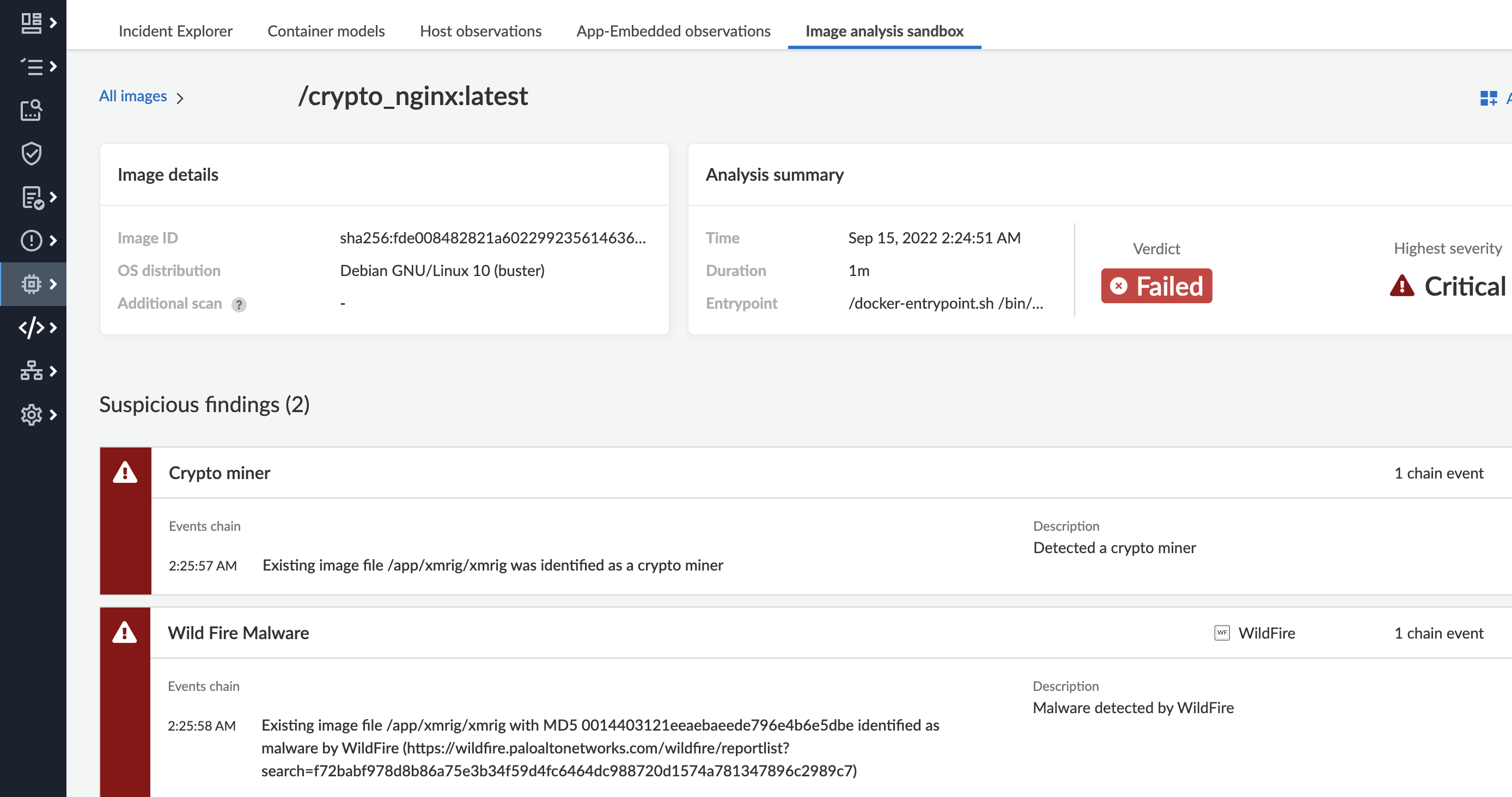 Sandbox di analisi delle immagini