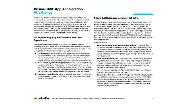 Accelerazione delle app di Prisma SASE