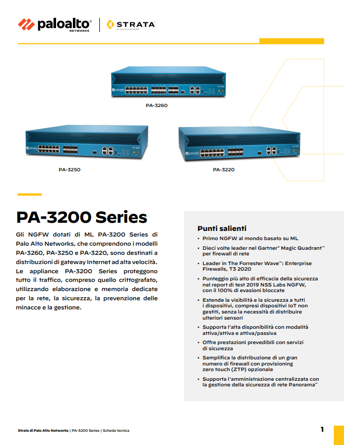 Scheda tecnica PA-3200 Series | PAN-OS 10.2