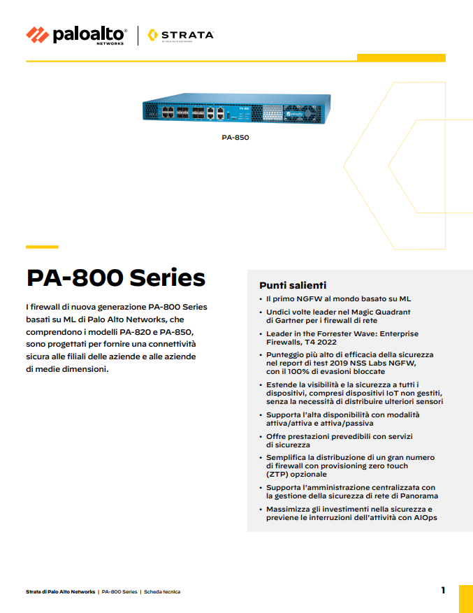 Scheda tecnica PA-800 Series | PAN-OS 11.0